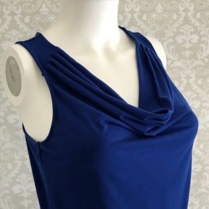 Royal Blue sleeveless shirt with cowl neck